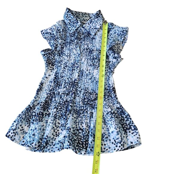 Vintage Y2K Sheer Button-Up‎ Pleated Polka Dot Blouse Womens L Feminine Casual - Picture 5 of 8